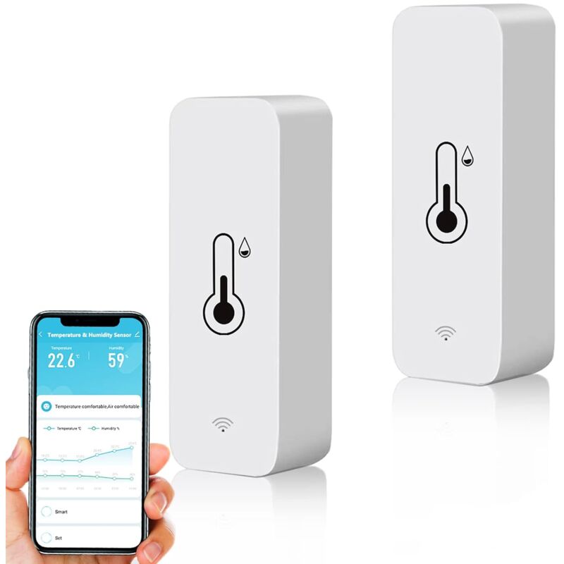 foto del prodotto tonchean 2 confezioni termometro wifi intelligente, mini sensore digitale di temperatura e umidit per interni, sensore di temperatura e umidit 