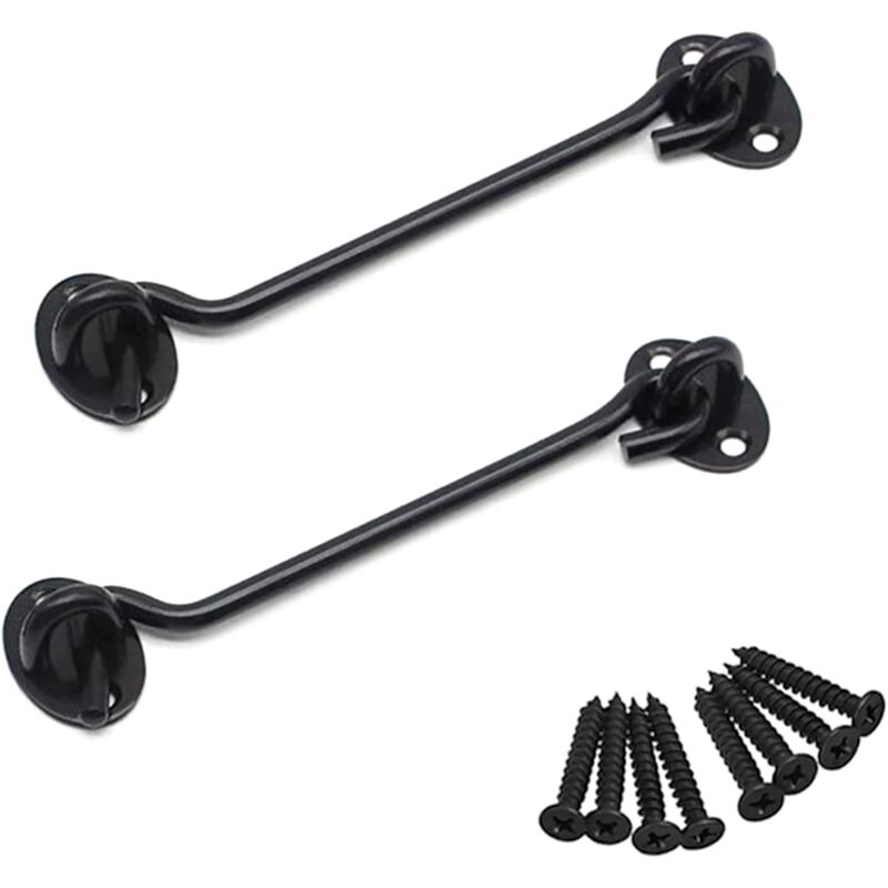 foto del prodotto tonchean 2 pezzi gancio per cancello in acciaio inossidabile con viti da 6 pollici per porte di capannoni e porte di garage nero