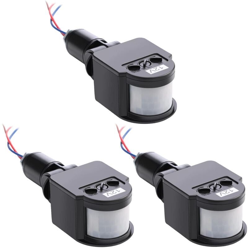 foto del prodotto tonchean 3 pezzi rilevatore di movimento a infrarossi automatico sensore di movimento nero interruttore luce esterna dc 12v sensore di movimento