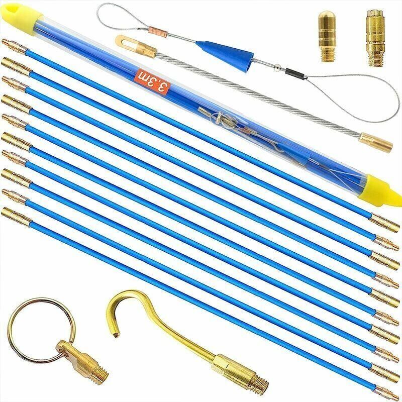 foto del prodotto tonchean 33cm x 10 pezzi set di aste in fibra di vetro per estrazione cavi elettrici kit di installazione cavi retrattili in custodia di plastica
