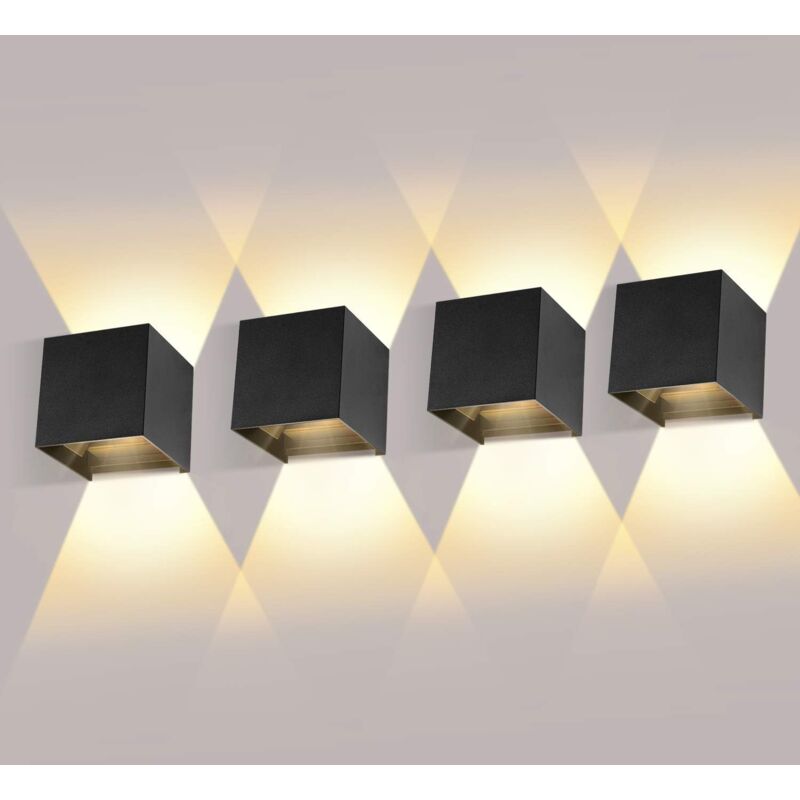immagine 0 del prodotto tonchean 4 confezioni da 12 w per interni ed esterni, applique da parete con angolo di fascio regolabile, luci da parete a led bianco caldo 3000 k,