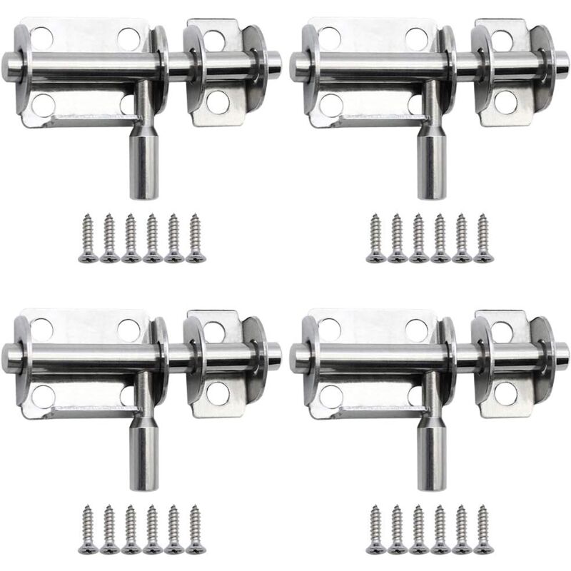foto del prodotto tonchean 4 serrature per porte scorrevoli in acciaio inox da 65 mm, chiusure di sicurezza per porte con viti per porta del bagno, porta in legno,