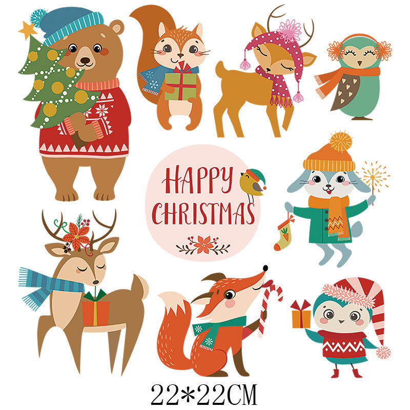 foto del prodotto tonchean accessori per cucire, set di adesivi termoadesivi happy christmas, toppe termoadesive per abbigliamento, design per abbigliamento, adesivi