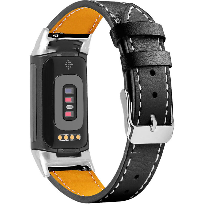 foto del prodotto tonchean adatto al nuovo smartwatch fitbit charge5, cinturino per orologio charge5 in pelle bovina di primo strato