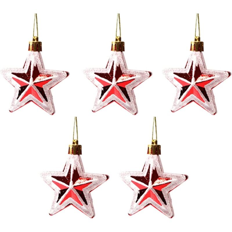 foto del prodotto tonchean altre decorazioni natalizie, 5 pezzi di ornamenti natalizi in plastica da appendere, splendida decorazione a forma di stella, effetto