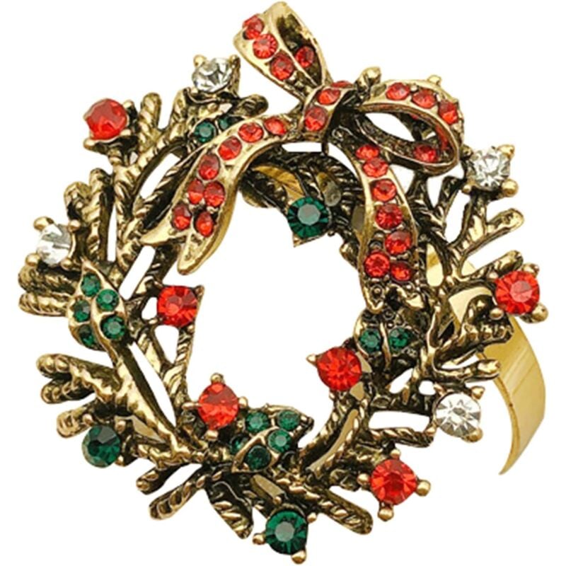 foto del prodotto tonchean - altre decorazioni natalizie, serie natalizie, fibbie per tovaglioli, calzini in lega con strass, portatovaglioli a forma di pupazzo di