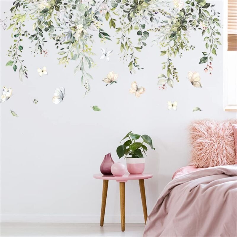 foto del prodotto tonchean altri decori murali, adesivi murali con piante verdi, adesivi murali con foglie verdi, adesivi murali con rami appesi da staccare e