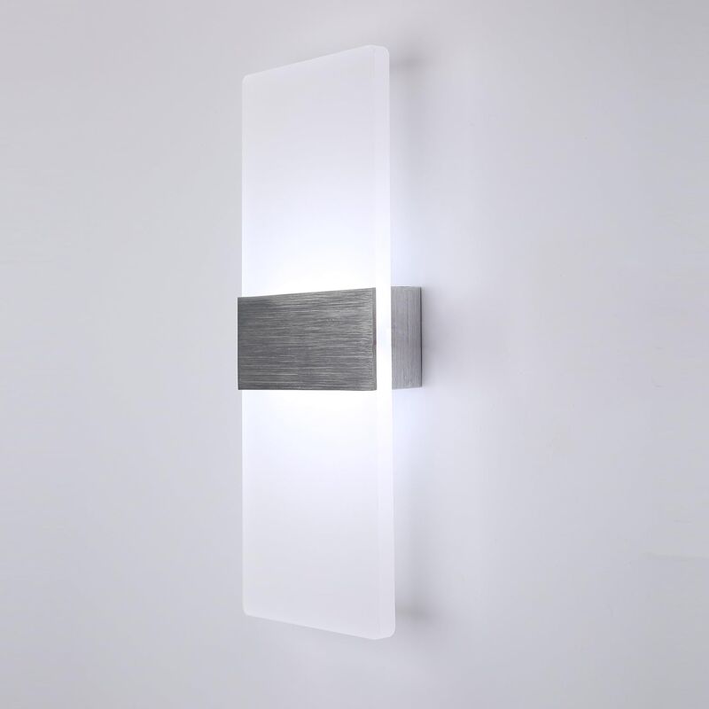 foto del prodotto tonchean applique da parete a led da 12 w per interni, 6000 k, bianco freddo, 750 lm, lampada da parete moderna in acrilico, ac 230 v, applique da