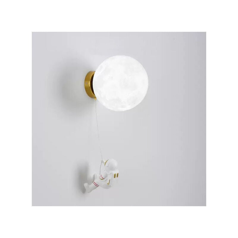 foto del prodotto tonchean applique da parete a led per interni, applique da parete per cameretta dei bambini con figura di astronauta, paralume a forma di luna,