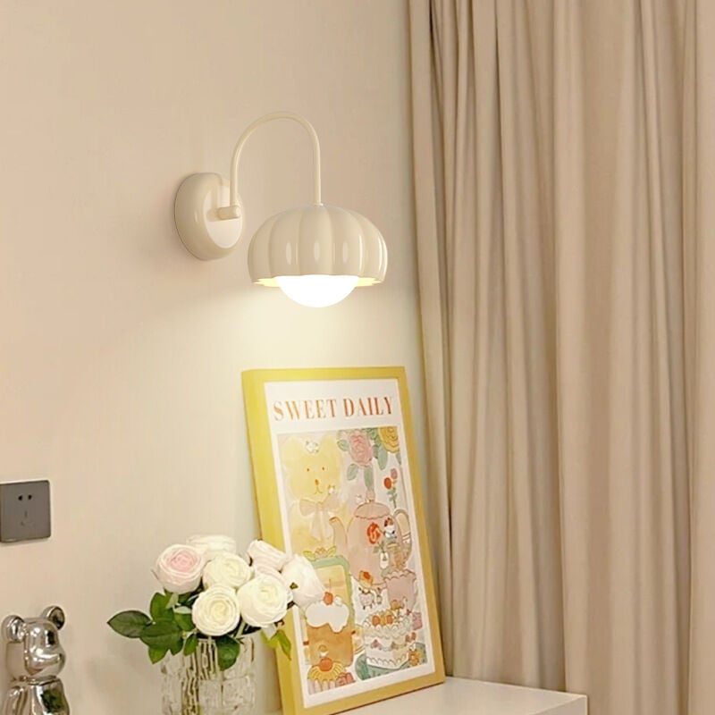 foto del prodotto tonchean applique da parete per interni in stile francese color crema, applique da parete a led beige, moderna lampada da parete con protezione per