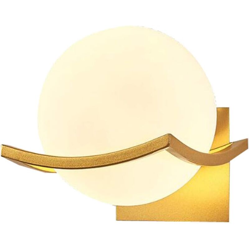 foto del prodotto tonchean applique rotonda in vetro in stile nordico, lampada da comodino a led moderna e minimalista con sfondo dorato, ideale per soggiorno,