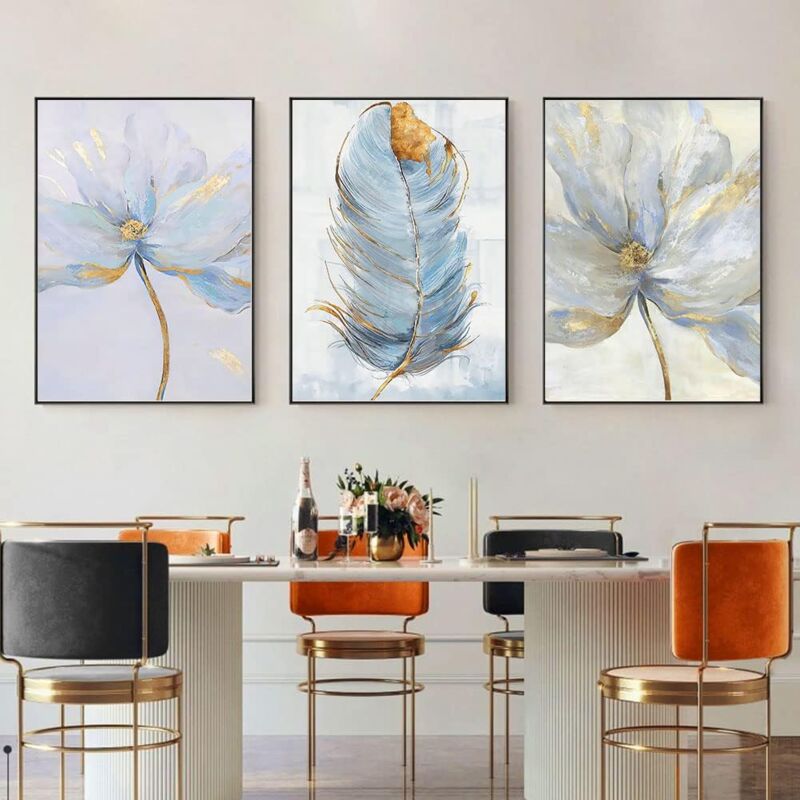 foto del prodotto tonchean arte murale su tela astratta blu per soggiorno decorazione murale nordica per interni, set da 3 30 x 40 cm 