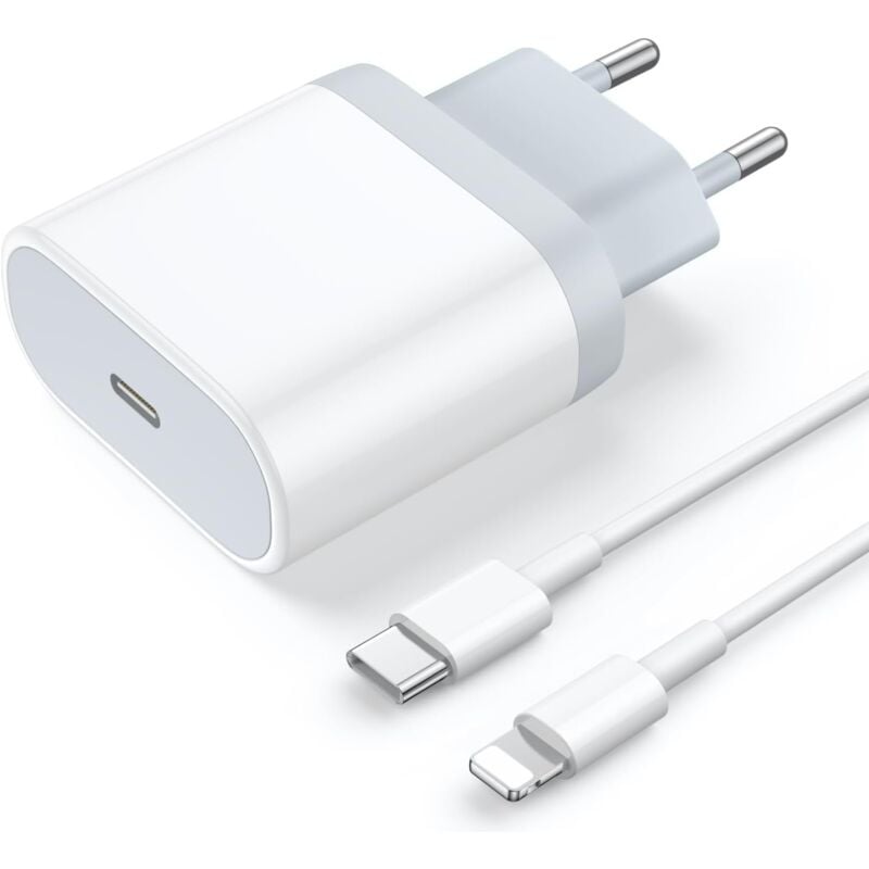 foto del prodotto tonchean caricabatterie rapido usb c da 20 w e adattatore di alimentazione con cavo lightning da 1 m, spina di ricarica rapida per iphone 14 14