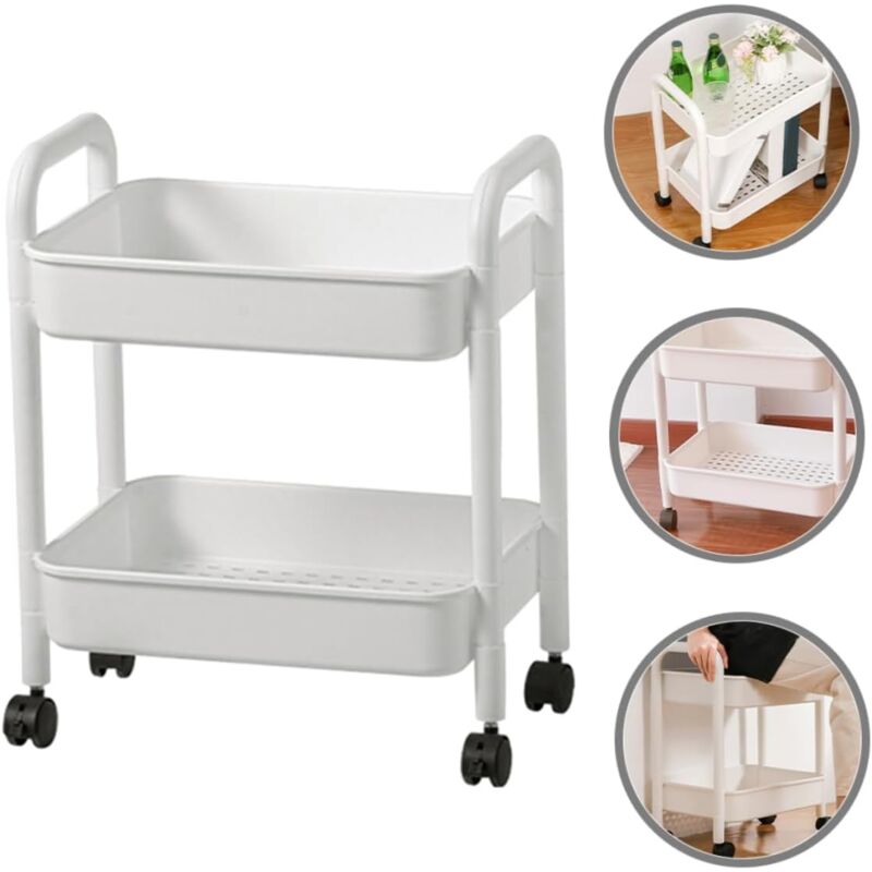 foto del prodotto tonchean carrello portaoggetti per artigianato carrello portaoggetti a 2 ripiani con ruote scaffale portaoggetti per bagno scaffale portaoggetti