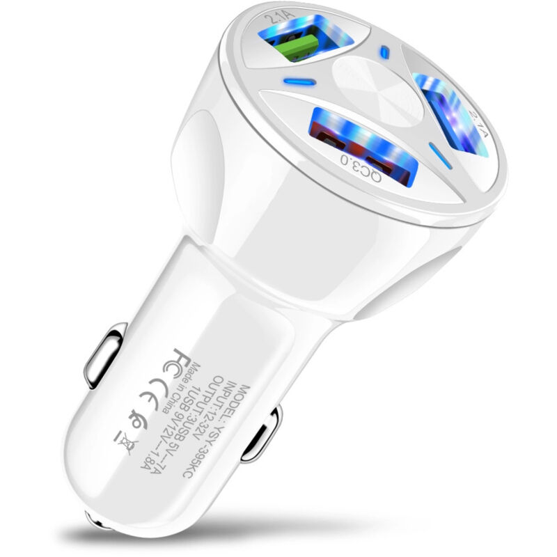 foto del prodotto tonchean cavo di ricarica per supporto auto qc3.0 hub di ricarica rapida con 3 porte di uscita usb per telefono 3.1a bianco