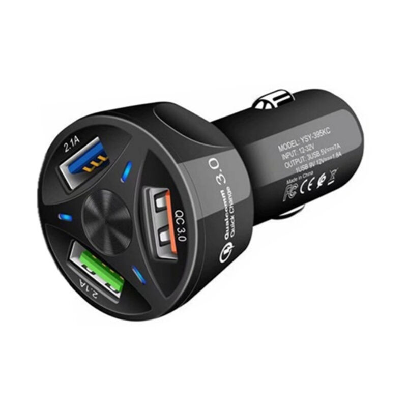 foto del prodotto tonchean cavo di ricarica per supporto auto qc3.0 hub di ricarica rapida con 3 porte di uscita usb per telefono 3.1a nero