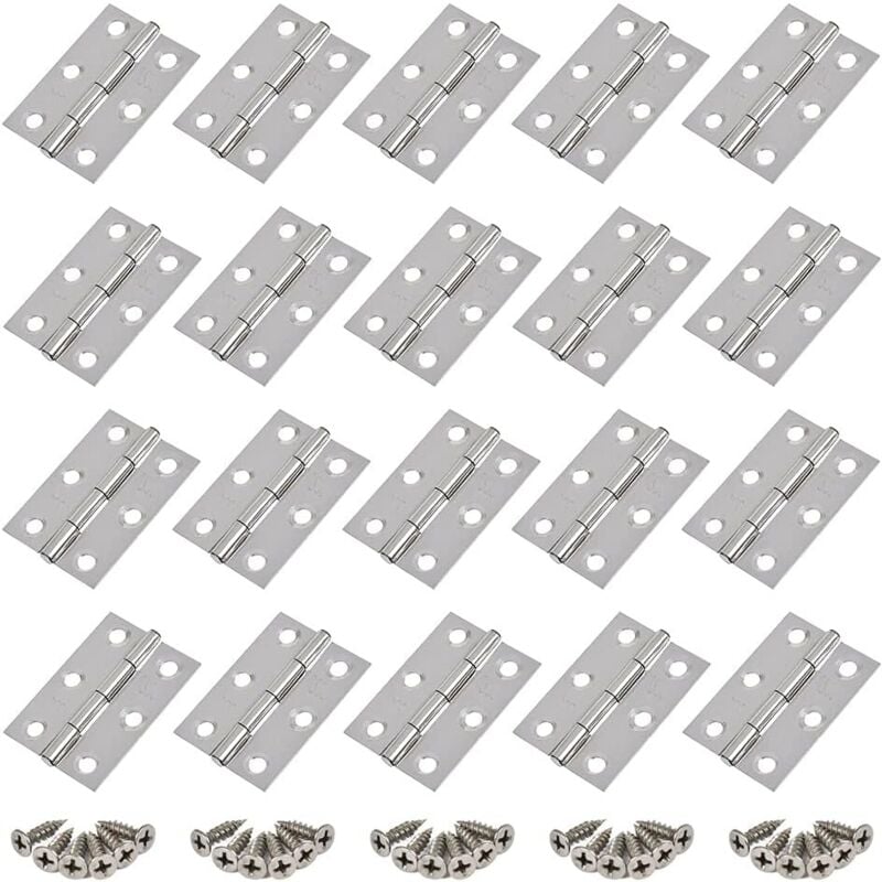 foto del prodotto tonchean cerniere 20 pz cerniere in acciaio inox, cerniera per porta, fori per cerniera pieghevole piatta, cerniera per cassetto dell armadio,