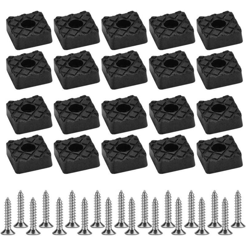 foto del prodotto tonchean confezione da 20 protezioni per gambe di mobili in gomma quadrata da 30 mm x 30 mm per pavimenti in legno, cuscinetti antiscivolo neri