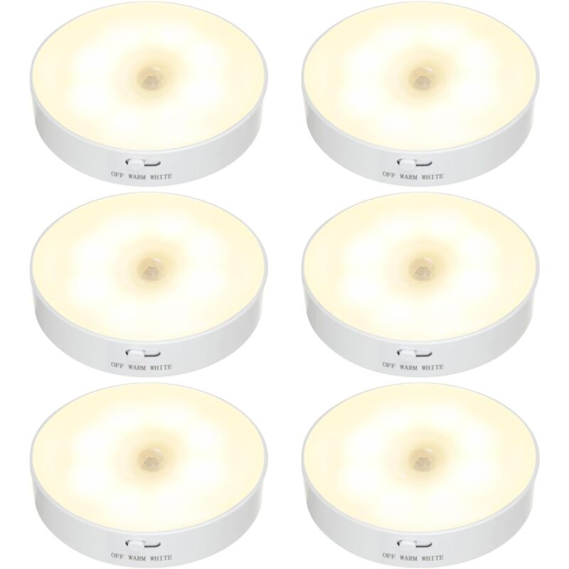 foto del prodotto tonchean confezione da 6 luci notturne a led wireless, lampada di sicurezza alimentata a batteria ricaricabile tramite usb per scale, camera da