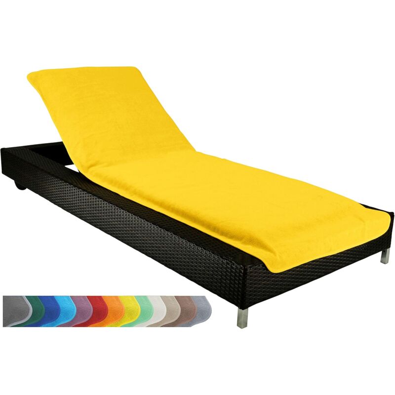 foto del prodotto tonchean copertura protettiva per chaise longue da giardino e spiaggia in tessuto spugna di cotone al 100 circa. 75 x 200 cm colore giallo