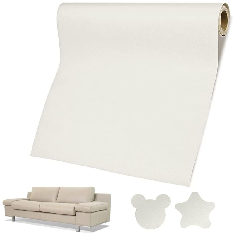 foto del prodotto tonchean copridivano adesivo in pelle divano toppa di riparazione in pelle 50x137cm beige rotolo adesivo in pelle toppa di riparazione in pelle per