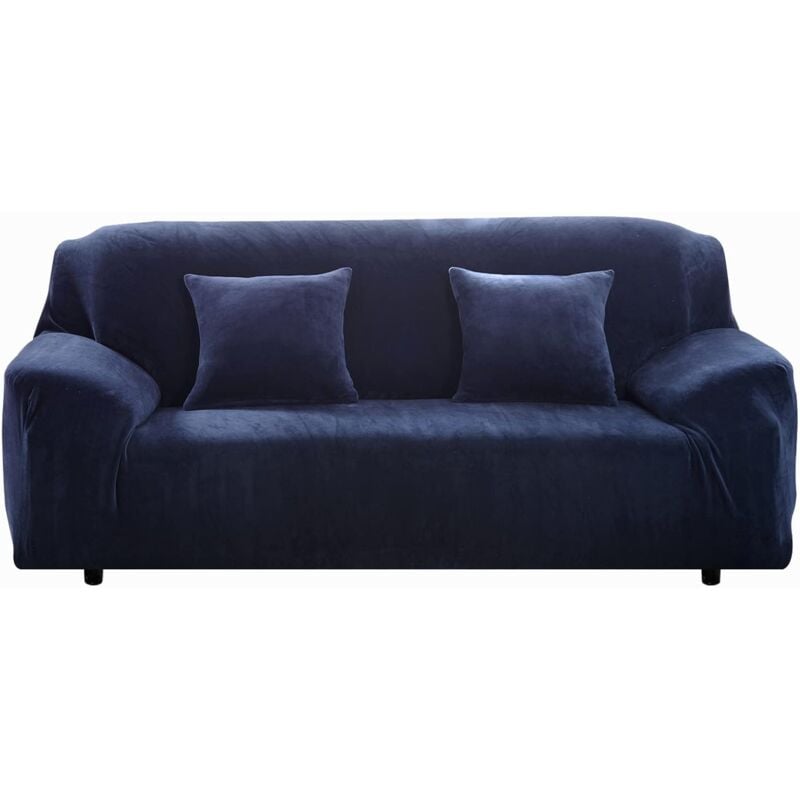 foto del prodotto tonchean copridivano spesso da 1 2 3 4 posti, copridivano in tessuto elasticizzato di velluto di colore puro, copridivano elastico blu, 2 posti,