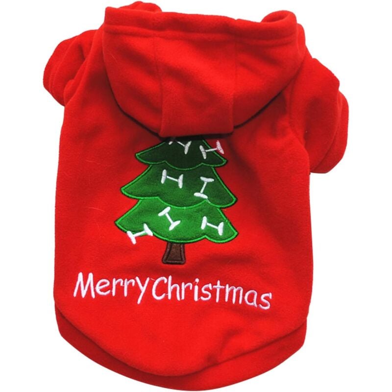 foto del prodotto tonchean costume per cani felpa con cappuccio per animali domestici con cappello modello di natale allegro cappotto in pile per cuccioli di piccola