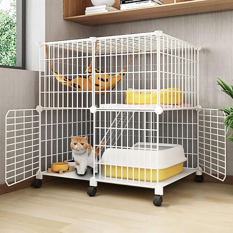 foto del prodotto tonchean gabbia per gatti da interno gabbia grande alta per piccoli animali per conigli recinto in rete rimovibile per l esercizio dei gattini