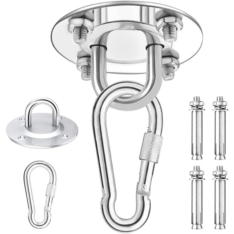 foto del prodotto tonchean gancio da soffitto per carichi pesanti, capacit 450 kg, kit per appendere amaca in acciaio inox, rotazione di 180 per set in legno e