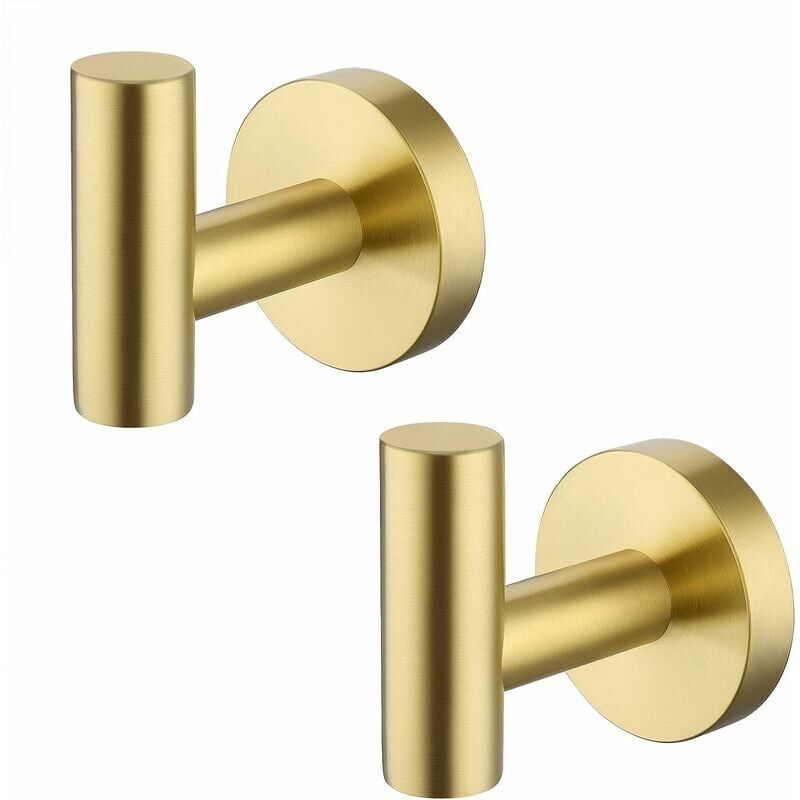 foto del prodotto tonchean gancio portasciugamani da parete per bagno, gancio appendiabiti in acciaio inox 304, nero opaco, 2 pezzi colore oro 
