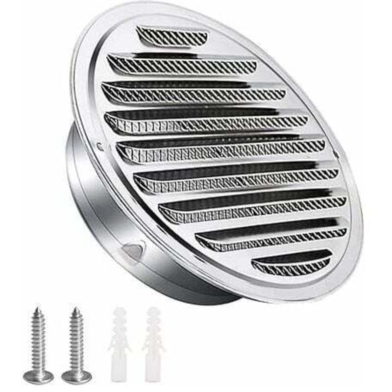 foto del prodotto tonchean griglia di ventilazione vmc, griglia di ventilazione in acciaio inox da 125 mm con viti e tasselli protezione dalle intemperie griglie con