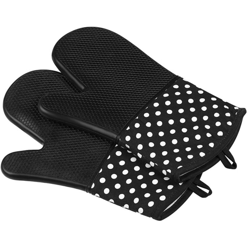 foto del prodotto tonchean guanti da forno e presine guanti da forno in silicone resistenti al calore con fodera isolante guanti da barbecue per cucinare, cuocere al