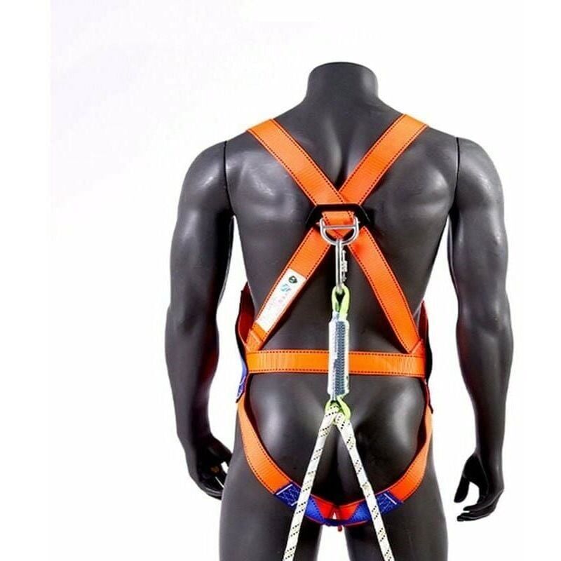foto del prodotto tonchean imbracatura di protezione anticaduta, kit di imbracatura di sicurezza a 5 punti, imbracatura per arrampicata sugli alberi con corda di