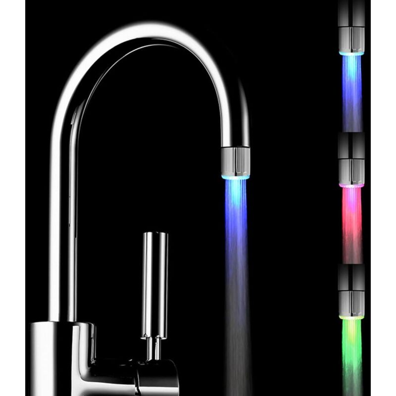 foto del prodotto tonchean in saldo miscelatore per lavabo confezione da 2 rubinetti per acqua led colorati con controllo della temperatura a 3 colori, rubinetto