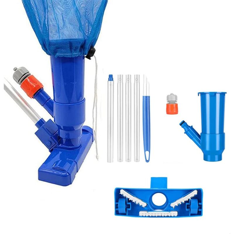 foto del prodotto tonchean kit aspirapolvere per piscina, mini aspirapolvere per piscina a getto, con spazzola, sacchetto e 5 aste, accessori per la pulizia della