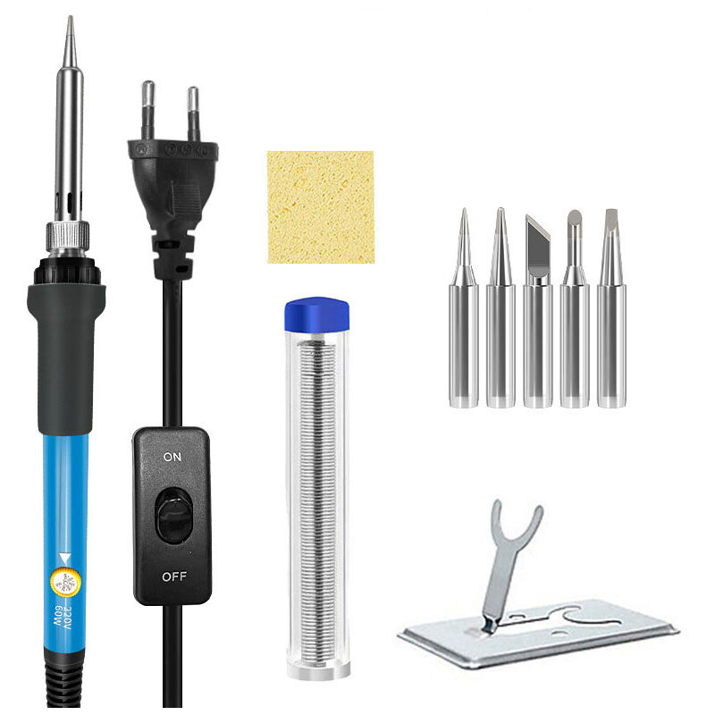 foto del prodotto tonchean kit di punte per saldatura antiscottatura con temperatura regolabile per saldatore da 60 w, nero, per saldatura pcb