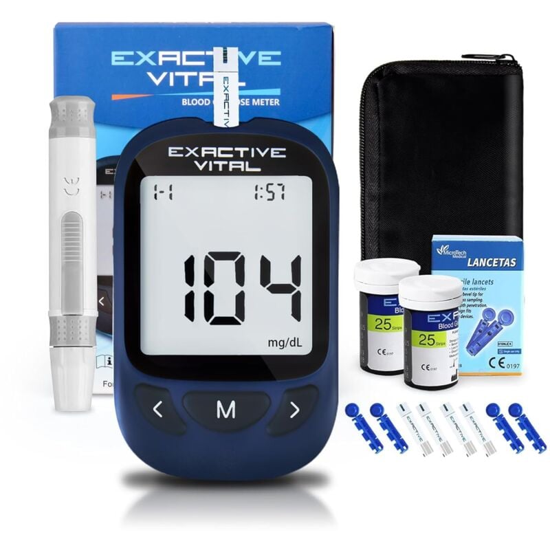 foto del prodotto tonchean kit misuratore di glicemia mg dl , kit misuratore di glicemia con 50 strisce reattive per la glicemia e 50 lancette