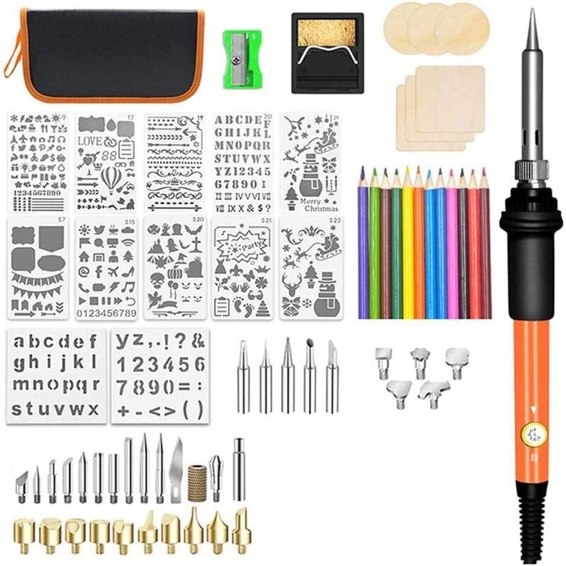 foto del prodotto tonchean kit per pirografia professionale da 60 w, strumento per pirografia professionale, per goffratura, intaglio, pirografia, saldatura, spina ue