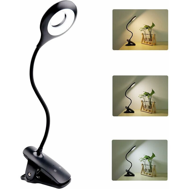foto del prodotto tonchean lampada a clip, luce di lettura dimmerabile con clip, lampada notturna con controllo touch usb con clip per bambini