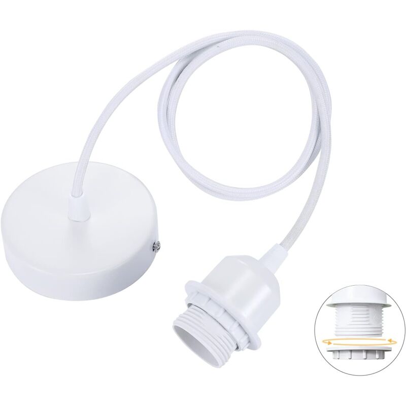 foto del prodotto tonchean lampada a sospensione e27 con anello filettato, cavo tessile regolabile 100cm, lampada a sospensione compatibile con paralume, attacco