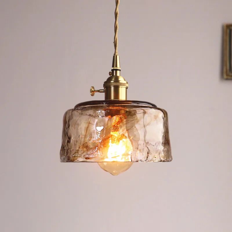 foto del prodotto tonchean lampada a sospensione in vetro ambrato tipo c vintage per illuminazione domestica con luce calda a led da 4 w, e27