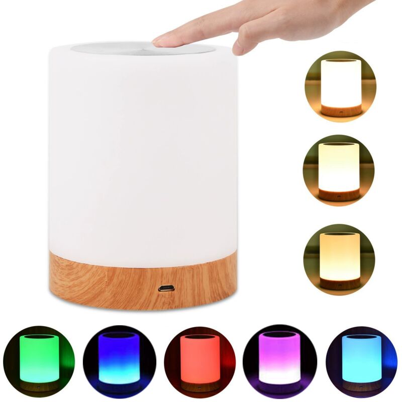 foto del prodotto tonchean lampada da comodino a led dimmerabile, luce notturna, lampada da tavolo ricaricabile che cambia colore con telecomando, luce notturna per