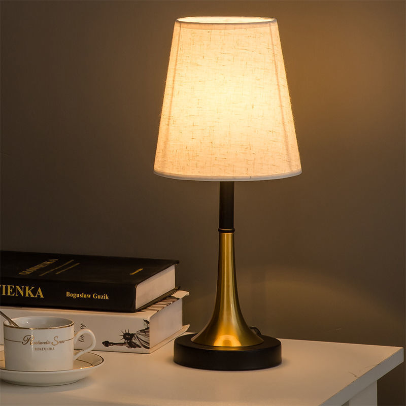 foto del prodotto tonchean lampada da comodino, lampada da tavolo con paralume in tessuto metallico, adatta per soggiorno, camera da letto, studio, altezza 38 cm,