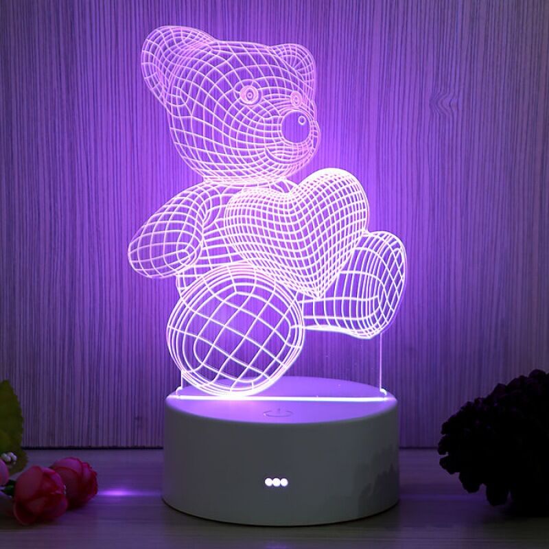 foto del prodotto tonchean lampada da notte a led 3d per bambini, luce notturna, lampada touch, 7 colori, luce notturna a forma di orsetto, regali di natale, lampade