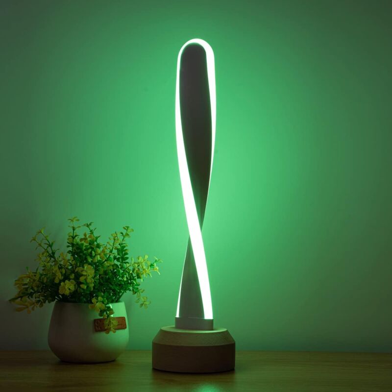foto del prodotto tonchean lampada da notte con cambio colore rgb, moderna lampada da comodino a led dimmerabile creativa, lampada da scrivania usb in metallo
