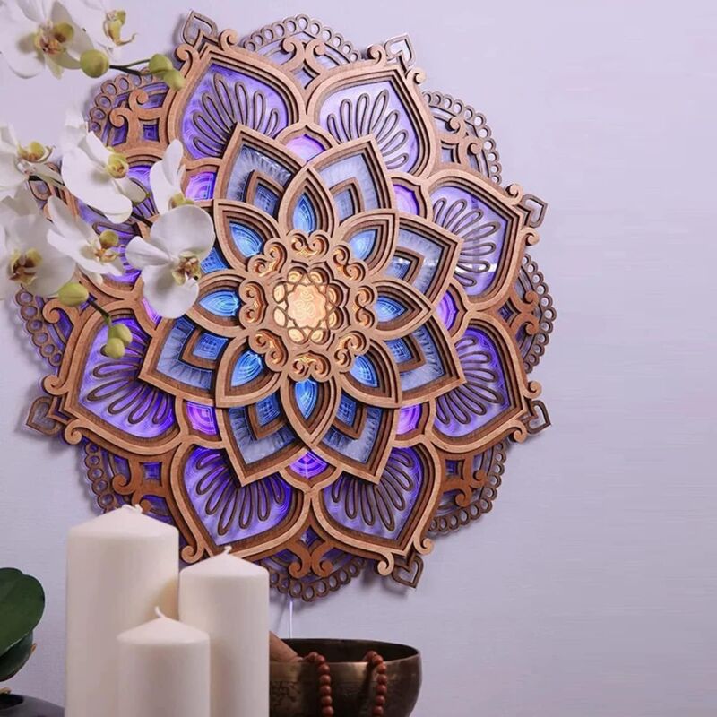 foto del prodotto tonchean lampada da notte per sala yoga mandala, lampada da parete mandala, lampada a sospensione elegante con pannello mdf tagliato al laser