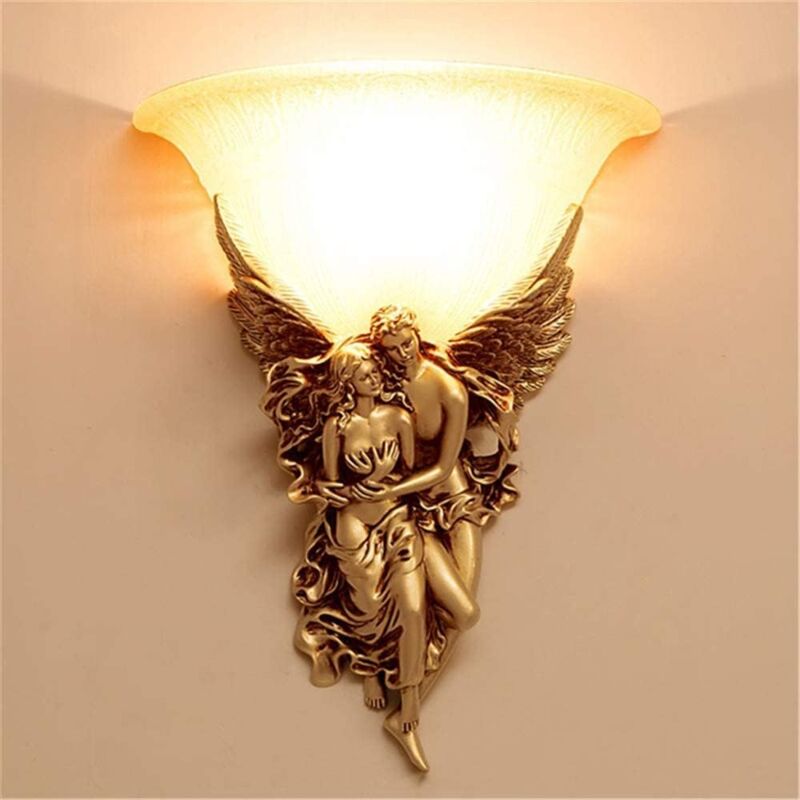 foto del prodotto tonchean lampada da parete a forma di angelo in stile europeo per soggiorno, camera da letto, lampada da parete creativa in stile americano,