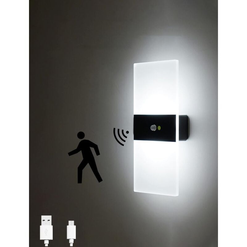 foto del prodotto tonchean lampada da parete con sensore led, ricarica usb, sensore di movimento wireless, luce notturna, accensione spegnimento automatico per