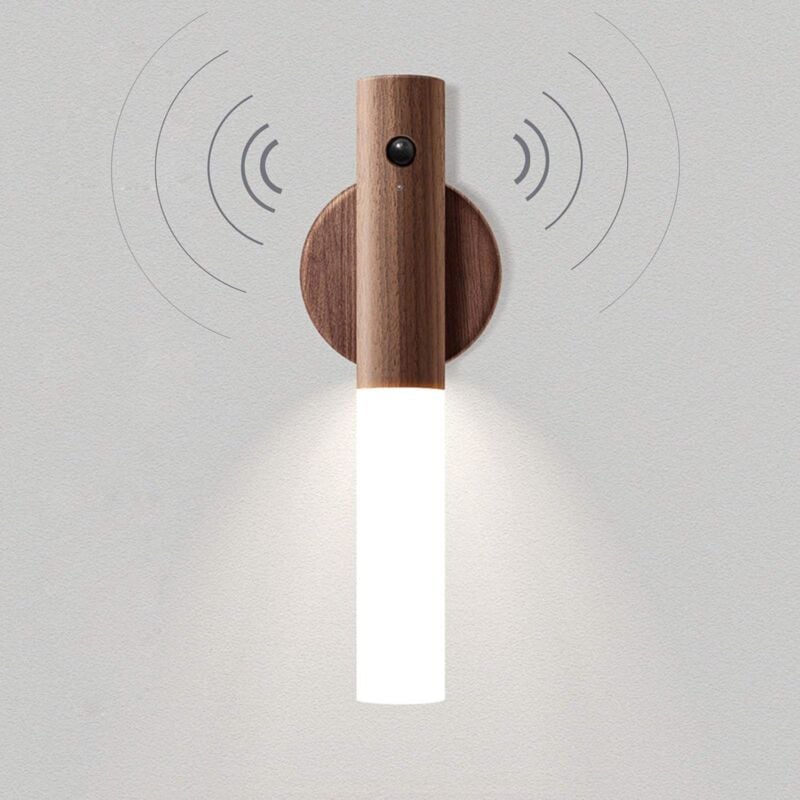 foto del prodotto tonchean lampada da parete in legno a batteria led luce notturna per bambini sensore di movimento wireless lampada da armadio vintage portatile