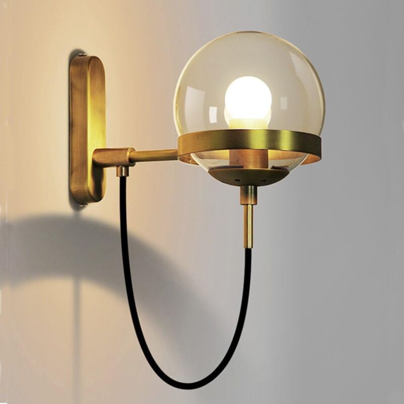 foto del prodotto tonchean lampada da parete industriale retr con paralume a sfera in vetro, lampada da terra in metallo per camera da letto, soggiorno, corridoio,